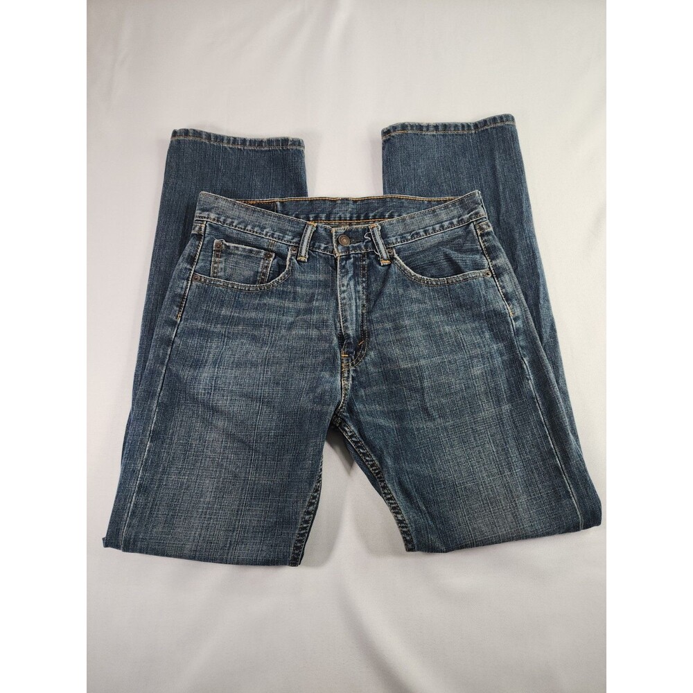 Levis 505 Jeans Mens 32x32 Blue Straight Leg Denim Jeans Distressed